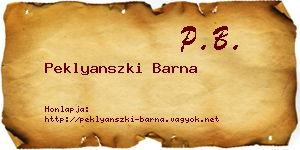 Peklyanszki Barna névjegykártya